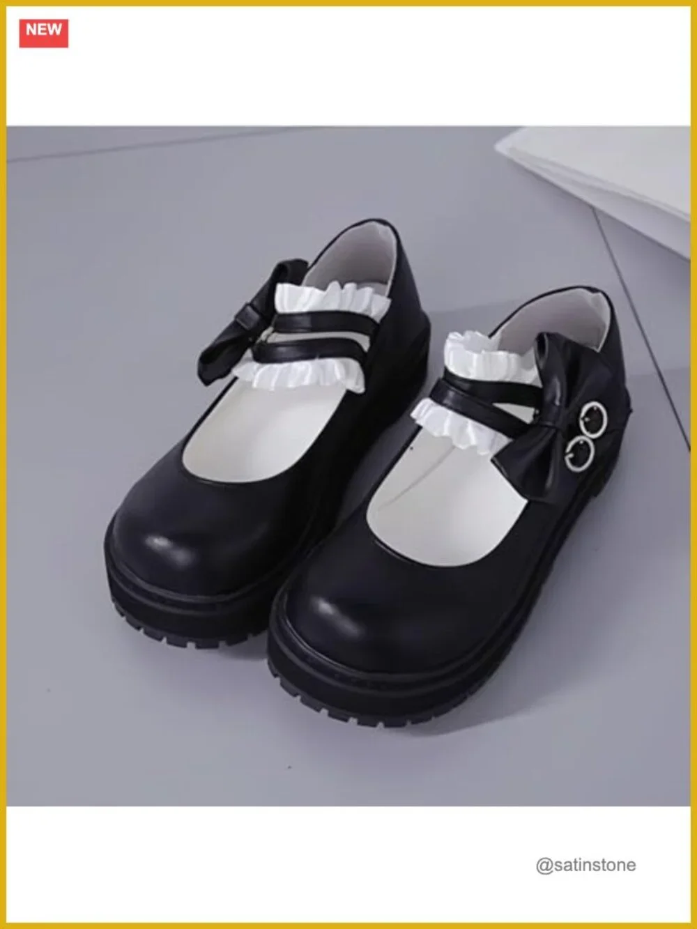 Lolita Mary Jane Flats with Bow - Kawaii Cosplay Shoes
